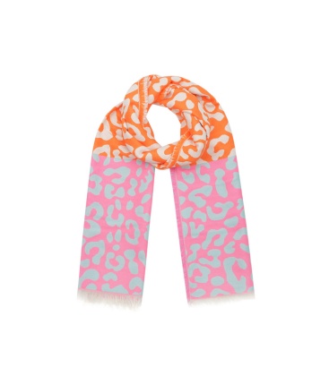 Oranje met roze winter sjaal met print