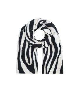 Zwarte, witte sjaal met zebra print