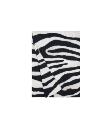 Zwarte, witte sjaal met zebra print